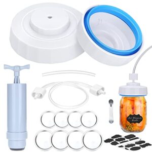 jar sealer vacuum sealer, 19 pcs jar sealer kit for food saver with accessory hose for wide and regular mouth mason jars, canning sealer with jar attachment 2 hose manual vacuum pump, lables & marker