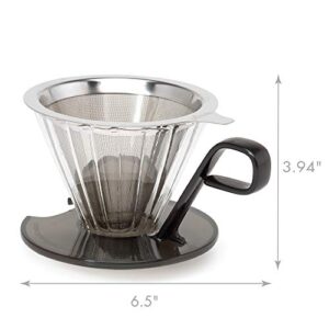 Primula PPOCD-6701 1-Cup Stainless Steel Pour Over Coffee Maker, 4.8 x 4.8 x 4.8 inches, Black