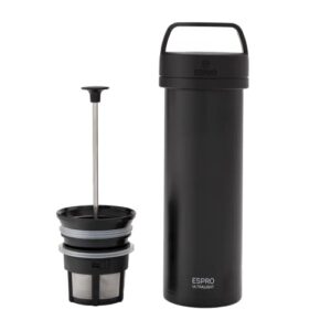 espro p0 ultralight french press – double walled stainless steel vacuum insulated coffee and tea maker, 16 ounce, matte meteorite black