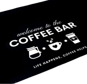 coffee mat -coffee bar mat for coffee bar countertop , coffee pot mat for countertop & coffee spills, coffee mat for coffee station organizer, coffee maker mat black coffee mat