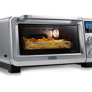 De'Longhi Air Fry Oven, Premium 9-in-1 Digital Air Fry Convection Toaster Oven, Grills, Broils, Bakes, Roasts, Keep Warm, Reheats, 1800-Watts + Cooking Accessories, Stainless Steel, 14L, EO141164M