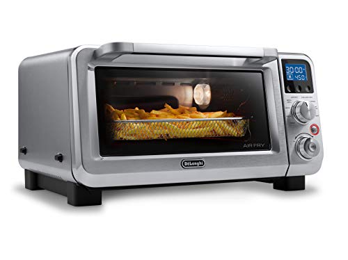 De'Longhi Air Fry Oven, Premium 9-in-1 Digital Air Fry Convection Toaster Oven, Grills, Broils, Bakes, Roasts, Keep Warm, Reheats, 1800-Watts + Cooking Accessories, Stainless Steel, 14L, EO141164M