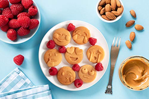 Mini Emoticon Smiley Faces Waffle Maker - Create 7 Cool Unique Waffles or Pancakes w Electric Non Stick Waffler Iron - Featuring a Kiss Face, Heart Eyes, Smile & More, Cute Easter Morning Breakfast