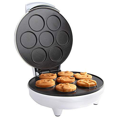 Mini Emoticon Smiley Faces Waffle Maker - Create 7 Cool Unique Waffles or Pancakes w Electric Non Stick Waffler Iron - Featuring a Kiss Face, Heart Eyes, Smile & More, Cute Easter Morning Breakfast