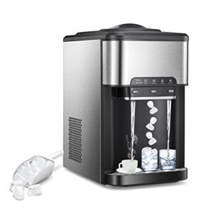 antarctic star 3-in-1 water cooler dispense with built-in ice maker, 3 temperature settings – hot, cold & ice holds 3 – 5 gallon bottles for home, kitchen,school, etl(stainless steel)