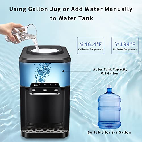 Antarctic Star 3-in-1 Water Cooler Dispense with Built-in Ice Maker, 3 Temperature Settings - Hot, Cold & Ice Holds 3 - 5 Gallon Bottles for Home, Kitchen,School, ETL(Stainless Steel)