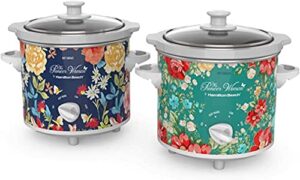 pioneer woman 1.5 quart slow cooker (set of 2) fiona floral/vintage floral | model# 33016 by hamilton beach (2)
