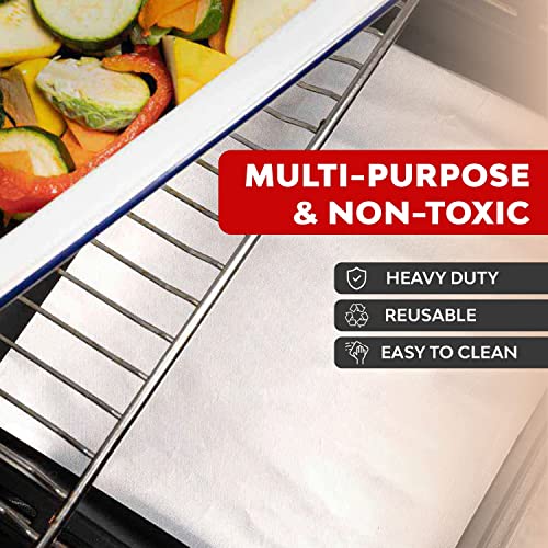 Oven Liners for Bottom of Oven, Silver 17" x 25" - Premium Large Thick Oven Mats, Heavy Duty Oven Liners for Bottom of Electric Oven, Gas Oven, Microwave, etc. - Non Stick Teflon Oven Liners (4-Pack)