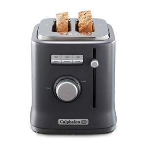 calphalon 2-slice toaster, precision control with 6 shade settings and extra wide slots, stainless steel