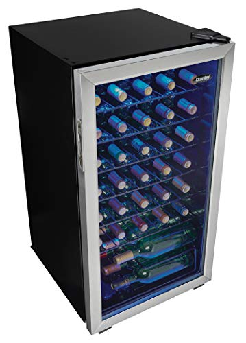 Danby DWC036A1BSSDB-6 3.3 Cu. Ft. Free Standing Wine Cooler, Holds 36 Bottles, Single Zone Fridge with Glass Door-Chiller for Kitchen, Home Bar, Stainless Steel