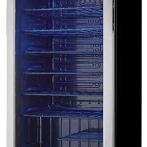 Danby DWC036A1BSSDB-6 3.3 Cu. Ft. Free Standing Wine Cooler, Holds 36 Bottles, Single Zone Fridge with Glass Door-Chiller for Kitchen, Home Bar, Stainless Steel