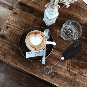 MIGVELA Coffee Milk Frother Handheld Electric Double Whisk Drink Mixer Battery Operated One-Button Hand Held Mini Foam Maker with Stand for Coffee Latte Cappuccino Hot Chocolate