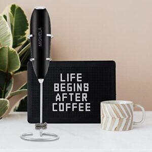 MIGVELA Coffee Milk Frother Handheld Electric Double Whisk Drink Mixer Battery Operated One-Button Hand Held Mini Foam Maker with Stand for Coffee Latte Cappuccino Hot Chocolate