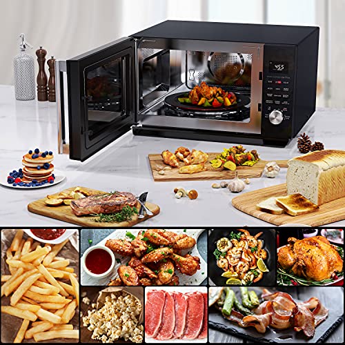 Galanz GSWWA16BKSA10 3-in-1 SpeedWave with TotalFry 360, Microwave, Air Fryer, Convection Oven with Combi-Speed Cooking, 1.6 Cu.Ft/ 1000W, Black