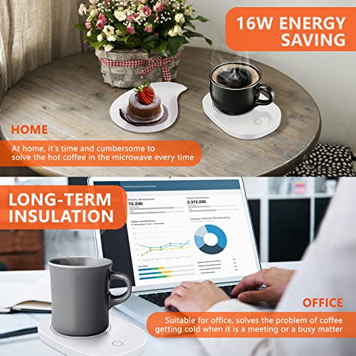 Coffee Warmer for Desk, Electric Beverage Warmer Plate with Auto Shut Off Smart Gravity Sensing Mug Cup Heater for Candle, Milk, Tea, Water, Cocoa