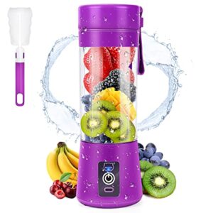 Portable Blender, MIAOKE Personal Mini Juice Blender, USB Rchargeable Juicer Cup with Six Blades in 3D, Smoothie Blender Home/Office/Outdoors, Dark purple