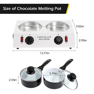 Dyna-Living Chocolate Melting Pot Cheese Chocolate Tempering Machine Electric Melter Fondue Pot Heater for Chocolate, Butter, Cheese, Cream, Candy, Milk, Coffee(Double Heads)