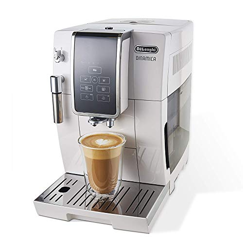 De'Longhi Dinamica Automatic Coffee & Espresso Machine, Iced-Coffee, Burr Grinder, (Renewed) (White)