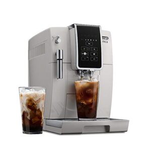 De'Longhi Dinamica Automatic Coffee & Espresso Machine, Iced-Coffee, Burr Grinder, (Renewed) (White)