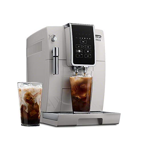 De'Longhi Dinamica Automatic Coffee & Espresso Machine, Iced-Coffee, Burr Grinder, (Renewed) (White)