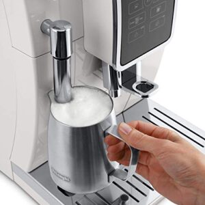 De'Longhi Dinamica Automatic Coffee & Espresso Machine, Iced-Coffee, Burr Grinder, (Renewed) (White)