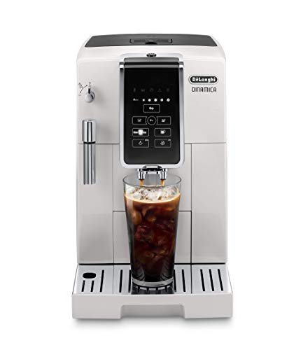 De'Longhi Dinamica Automatic Coffee & Espresso Machine, Iced-Coffee, Burr Grinder, (Renewed) (White)