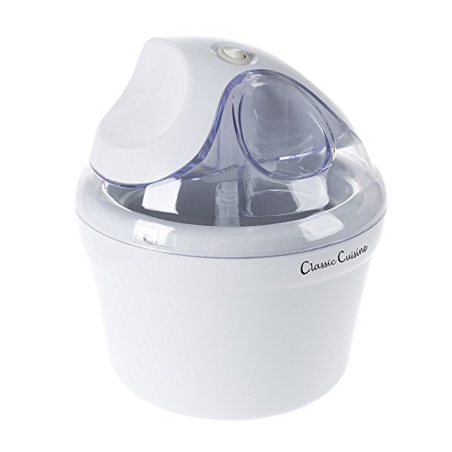 Ice Cream Maker- Also Makes Sorbet, Frozen Yogurt Dessert, 1 Quart Capacity Machine with Included Easy To Make Recipes by Classic Cuisine - White