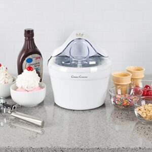 Ice Cream Maker- Also Makes Sorbet, Frozen Yogurt Dessert, 1 Quart Capacity Machine with Included Easy To Make Recipes by Classic Cuisine - White