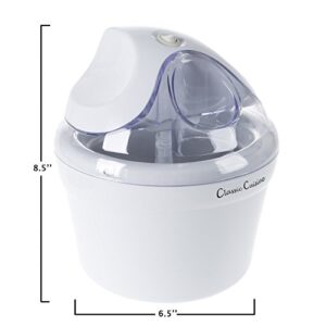 Ice Cream Maker- Also Makes Sorbet, Frozen Yogurt Dessert, 1 Quart Capacity Machine with Included Easy To Make Recipes by Classic Cuisine - White