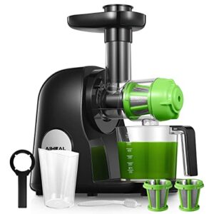 juicer machines, aiheal new generation celery slow masticating juicer extractor easy to clean with brush, cold press juicer with quiet motor & reverse function for fruits & vegetables, recipes (elegant black)