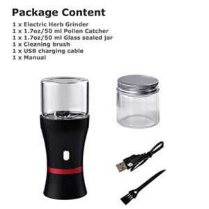 Spacenight Electric Herb Grinder, USB-Rechargeable, 2pcs 1.7oz Glass Herb Chamber - Ideal for Everyday Carry