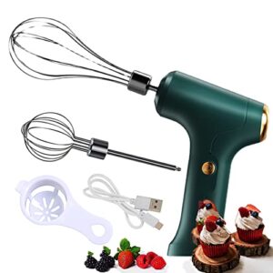 mini hand mixer, household cordless electric hand mixer,usb rechargable handheld egg beater with 2 detachable stir whisks with 3 speed modes for kitchen baking and baby food