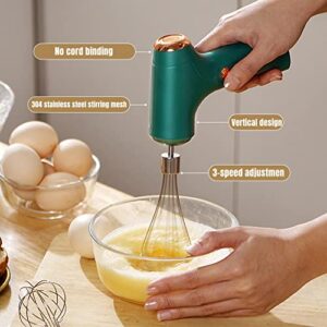 Mini Hand Mixer, Household Cordless Electric Hand Mixer,USB Rechargable Handheld Egg Beater with 2 Detachable Stir Whisks with 3 Speed Modes for Kitchen Baking and Baby Food