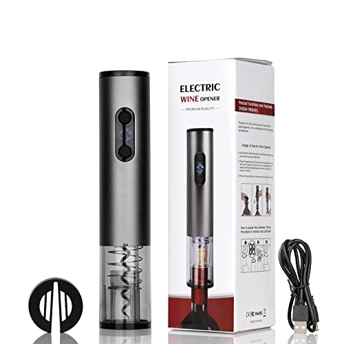 Rechargeable Electric Wine Bottle Opener Automatic Wine Bottle Opener Set with Foil Cutter Wine Aerator Pourer and Wine Vacuum Stopper 4-in-1 Kit