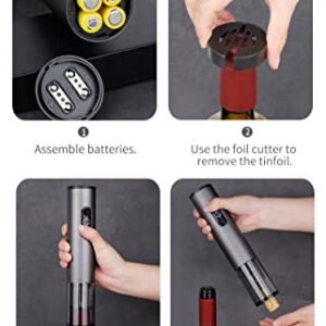 Rechargeable Electric Wine Bottle Opener Automatic Wine Bottle Opener Set with Foil Cutter Wine Aerator Pourer and Wine Vacuum Stopper 4-in-1 Kit