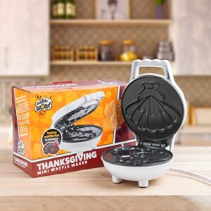 Thanksgiving Turkey Mini Waffle Maker - Make Holiday Breakfast Special for Kids & Adults w/ Cute Design, 4" Waffler Iron Electric Nonstick Appliance - Fun & Festive, Fall Gift, Recipes Included