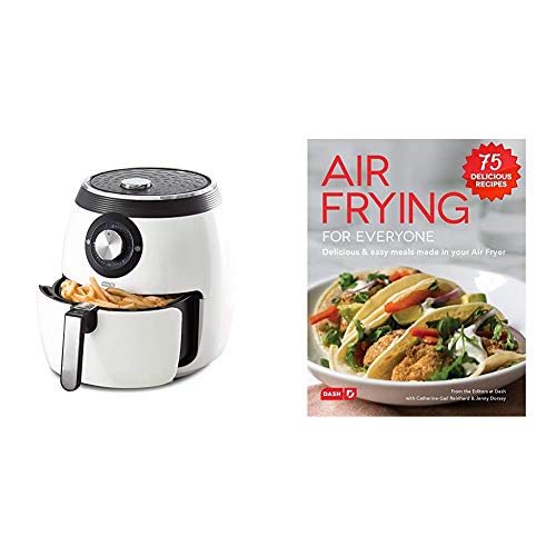 Dash DFAF455GBWH01 Deluxe Electric Air Fryer + Oven Cooker, White & DCB001AF Air Fryer Recipe Book for Healthier + Delicious Meals, Snacks & Desserts, Over 70+ Easy to Follow Guides, Cookbook