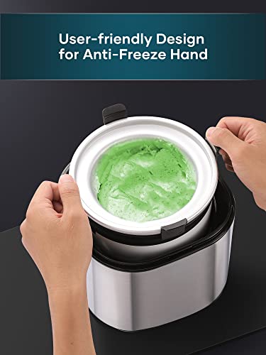 INTASTING Ice Cream Maker, 1.6 Quart Frozen Yogurt-Sorbet, for Homemade Ice Cream, Gelato, Stainless Steel, Silver