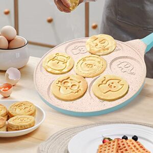 Nonstick Pancake Pan for Kids, Egg Pancake Molds Griddle Pan Stovetop Kids Pancake Maker Pan for Pancakes Flapjack Maker Blini Pan Nonstick Griddle Pan Tortillas