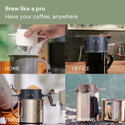 Jocuu Portable Pour Over Coffee Filter, Drip Coffee Maker for Office, Home & Travel, 1- 4 Cups, Stainless Steel, Collapsible, Heat-Resistant Handles, Reusable & Paperless