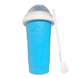 DIY Slushie Maker Cup, Quickly Frozen Cup Cooling Maker Cup, Portable Icy Silicone Cup Homemade Milk Shake Ice Cream Maker for Children and Family(Blue)