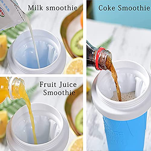 DIY Slushie Maker Cup, Quickly Frozen Cup Cooling Maker Cup, Portable Icy Silicone Cup Homemade Milk Shake Ice Cream Maker for Children and Family(Blue)