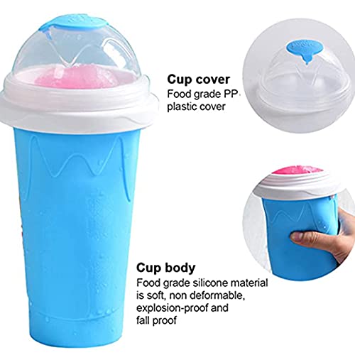 DIY Slushie Maker Cup, Quickly Frozen Cup Cooling Maker Cup, Portable Icy Silicone Cup Homemade Milk Shake Ice Cream Maker for Children and Family(Blue)