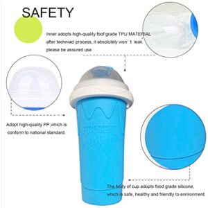 DIY Slushie Maker Cup, Quickly Frozen Cup Cooling Maker Cup, Portable Icy Silicone Cup Homemade Milk Shake Ice Cream Maker for Children and Family(Blue)