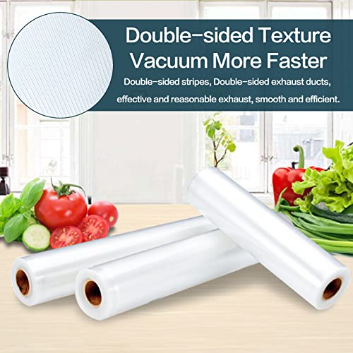 Vacuum Sealer Bags, SEATAO 6 Pack 3 Rolls 11" x 20' and 3 Rolls 8" x 20' vacuum seal bags for food, Environmentally Friendly Degradable Material, Double-sided texture design, Mircowave & Freezer, Sous Vide cooking