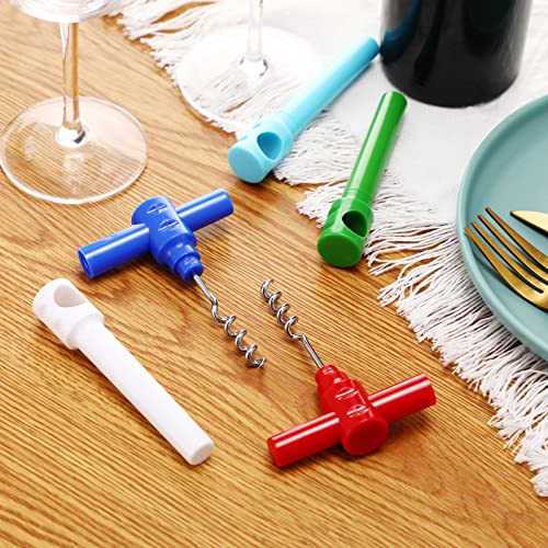 6 Pcs Travel Pocket Wine Corkscrew Portable Wine Opener Plastic Wine Cork Opener Mini Camping Cork Screw for Restaurant Wine Bottle Camping Travel Gift