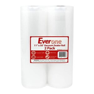everone vacuum sealer bag roll for sous vide & food saver, 11″ x 50′, 2 count