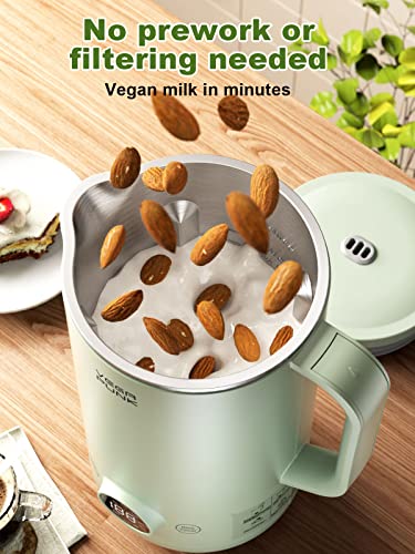 VEGAPUNK Nut Milk Maker Machine 20oz - Smart Automatic Cold and Hot Dairy Free Soybean/Oat/Coconut/Soy Milk Maker Machine with Filter Bag - Plant Based Almond Cow Milk Machine Maker for Vegan - Green