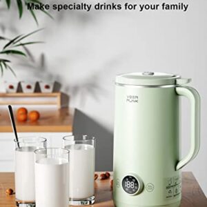 VEGAPUNK Nut Milk Maker Machine 20oz - Smart Automatic Cold and Hot Dairy Free Soybean/Oat/Coconut/Soy Milk Maker Machine with Filter Bag - Plant Based Almond Cow Milk Machine Maker for Vegan - Green