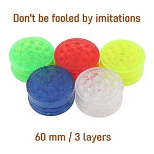 Magnetic Plastic Grinder Crusher 63 mm 3 Layers Assorted Colors (12pcs)